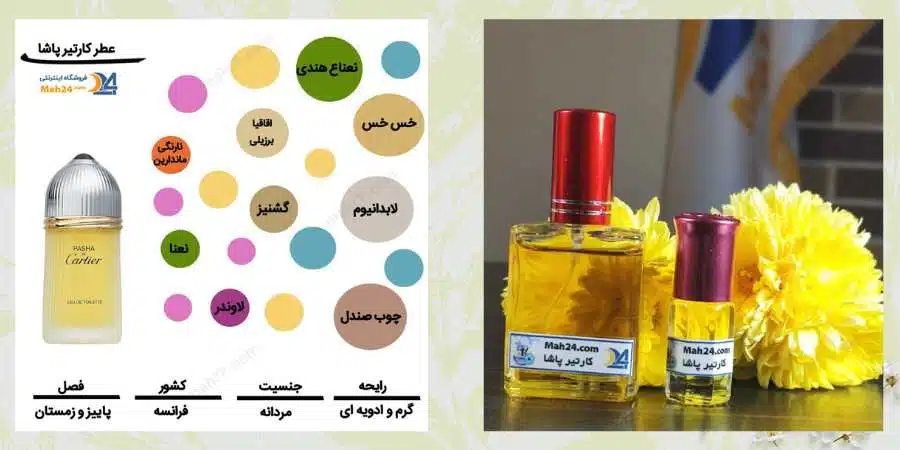 اسانس عطر کارتیر پاشا. عطری با رایحه چوبی مخصوص فصل زمستان